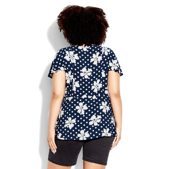 AVENUE Plus Size Kata Print Top - Blue with White - NWT - Picture 5 of 10